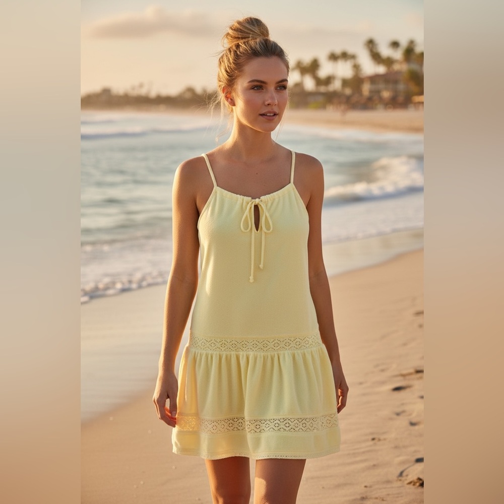 VTG Y2K Victoria’s Secret Moda International Yellow Terry dress beach coverup - Picture 2 of 16